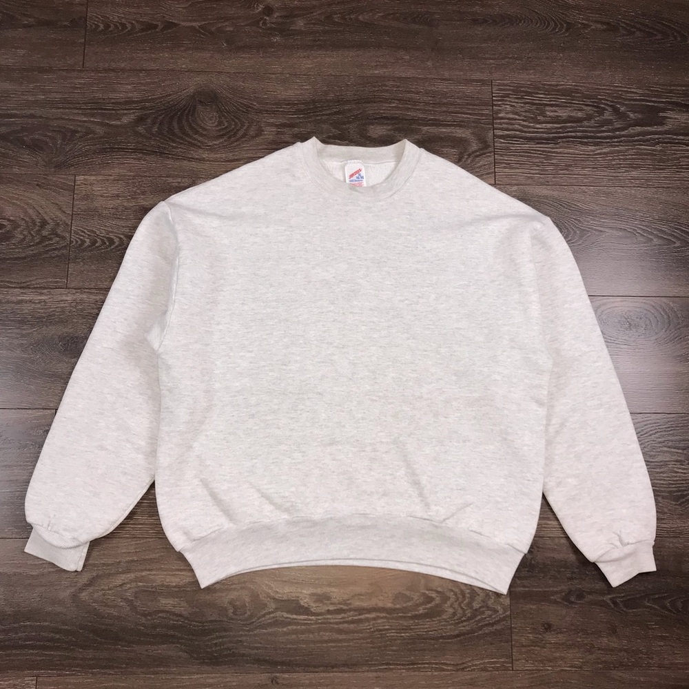 Jerzees Vintage 90’s Plain Silver Sweatshirt Sporty Style Crewneck Sweater Sz XL